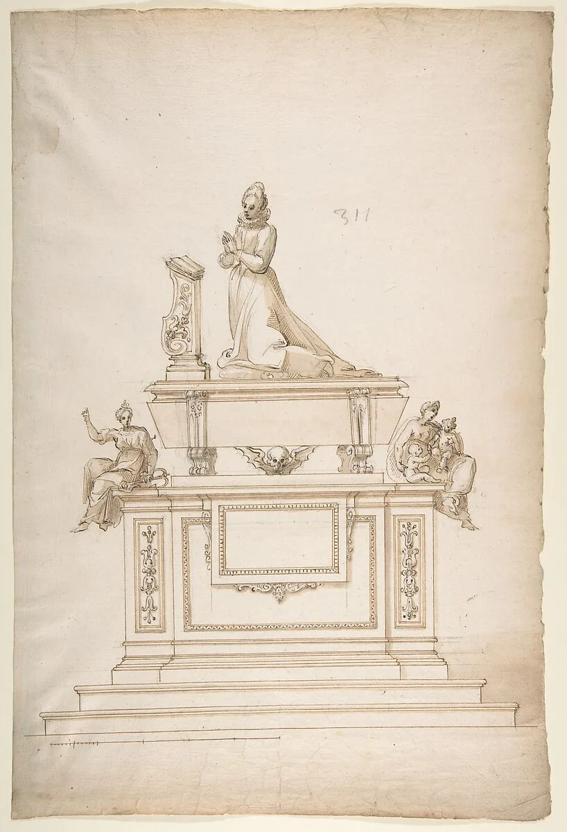 Design for a Lady's Tomb — Anonymous, French, 16th century|Jacques Androuet Du Cerceau