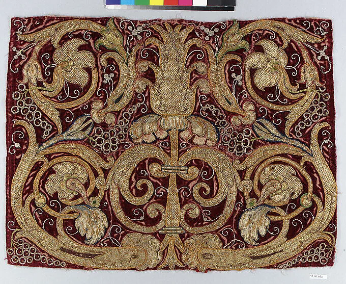 Golden tendrils against a red ground — Unknown