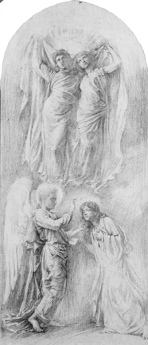 Angel Sealing the Servants of God (Study for the Anna, Margaret Sherman and Gertrude Van Dalfsen Memorial Window, Trinity Church, Buffalo, N.Y.) — John La Farge