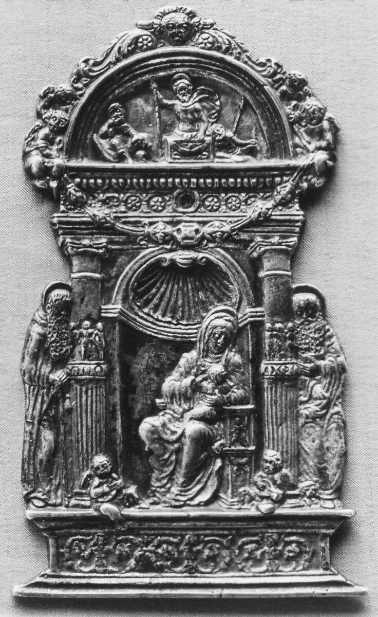 Virgin and Child Enthroned with Saints Anthony Abbot and Jerome — Moderno (Galeazzo Mondella)