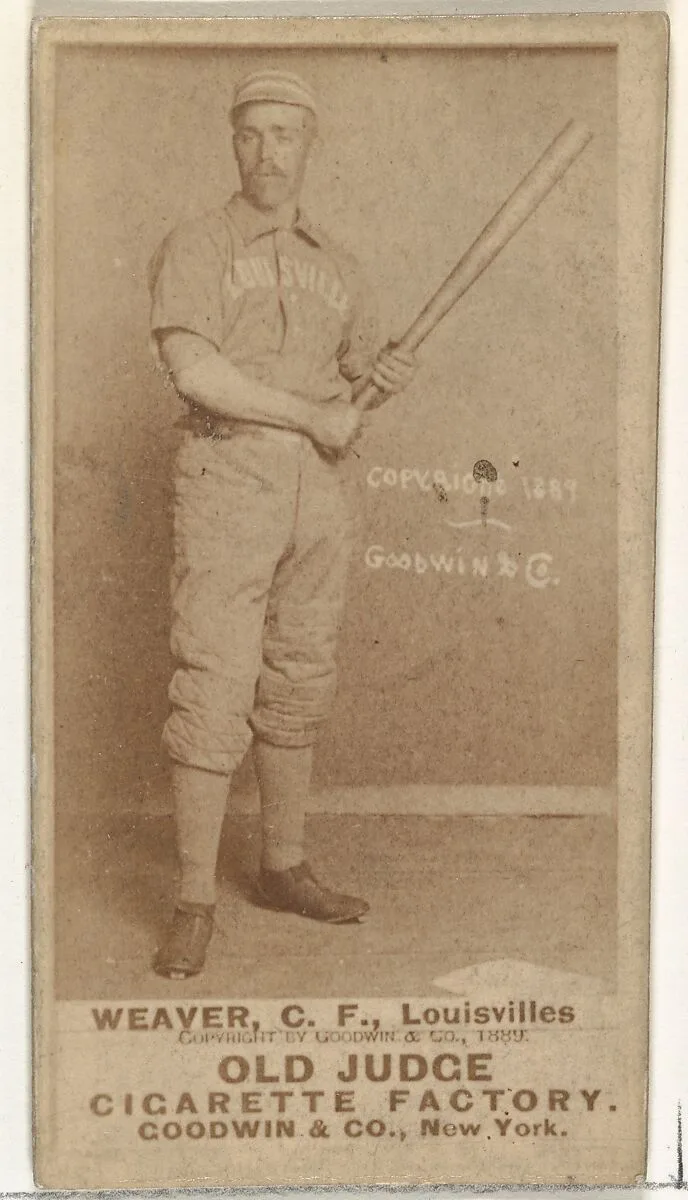 William B. "Farmer" Weaver, Center Field, Louisville Colonels, from the Old Judge series (N172) for Old Judge Cigarettes — Goodwin & Company