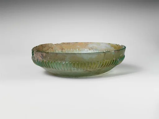 Ribbed glass bowl