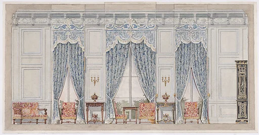 The Breakers: Bedroom of Cornelius Vanderbilt II, design for window wall