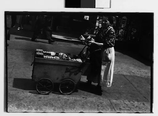 [Two 35mm Film Frames: Housegoods Vendor on Fourteenth Street, New York City]
