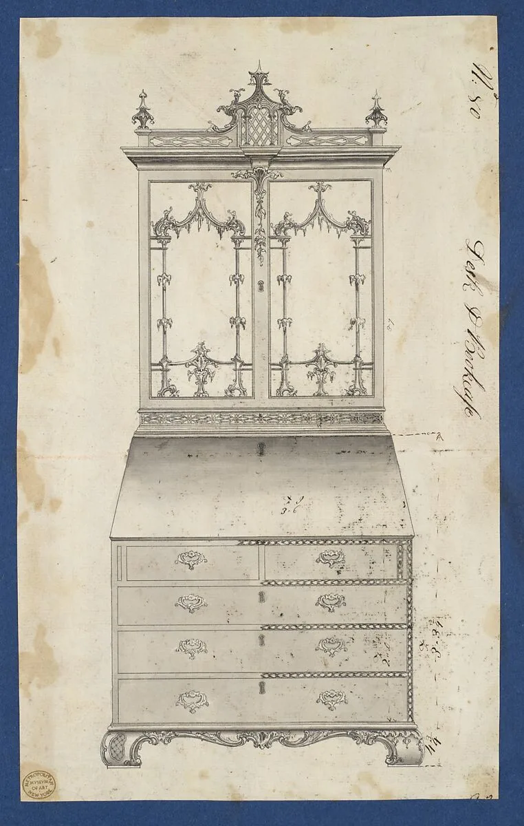 Desk and Bookcase, from Chippendale Drawings, Vol. II — Thomas Chippendale