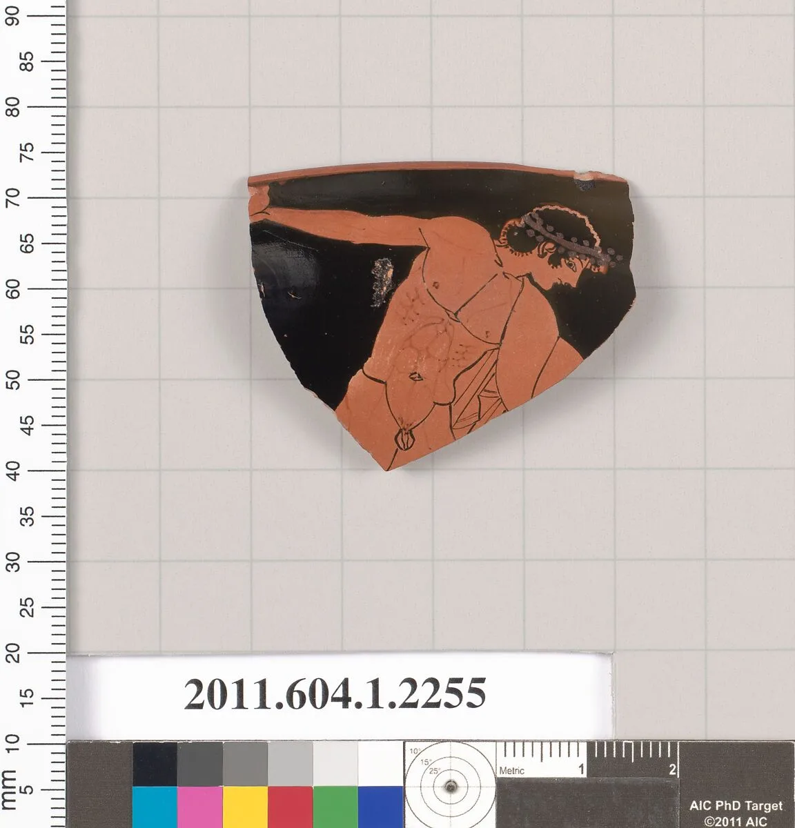 Terracotta rim fragment of a kylix (drinking cup) — Carpenter Painter