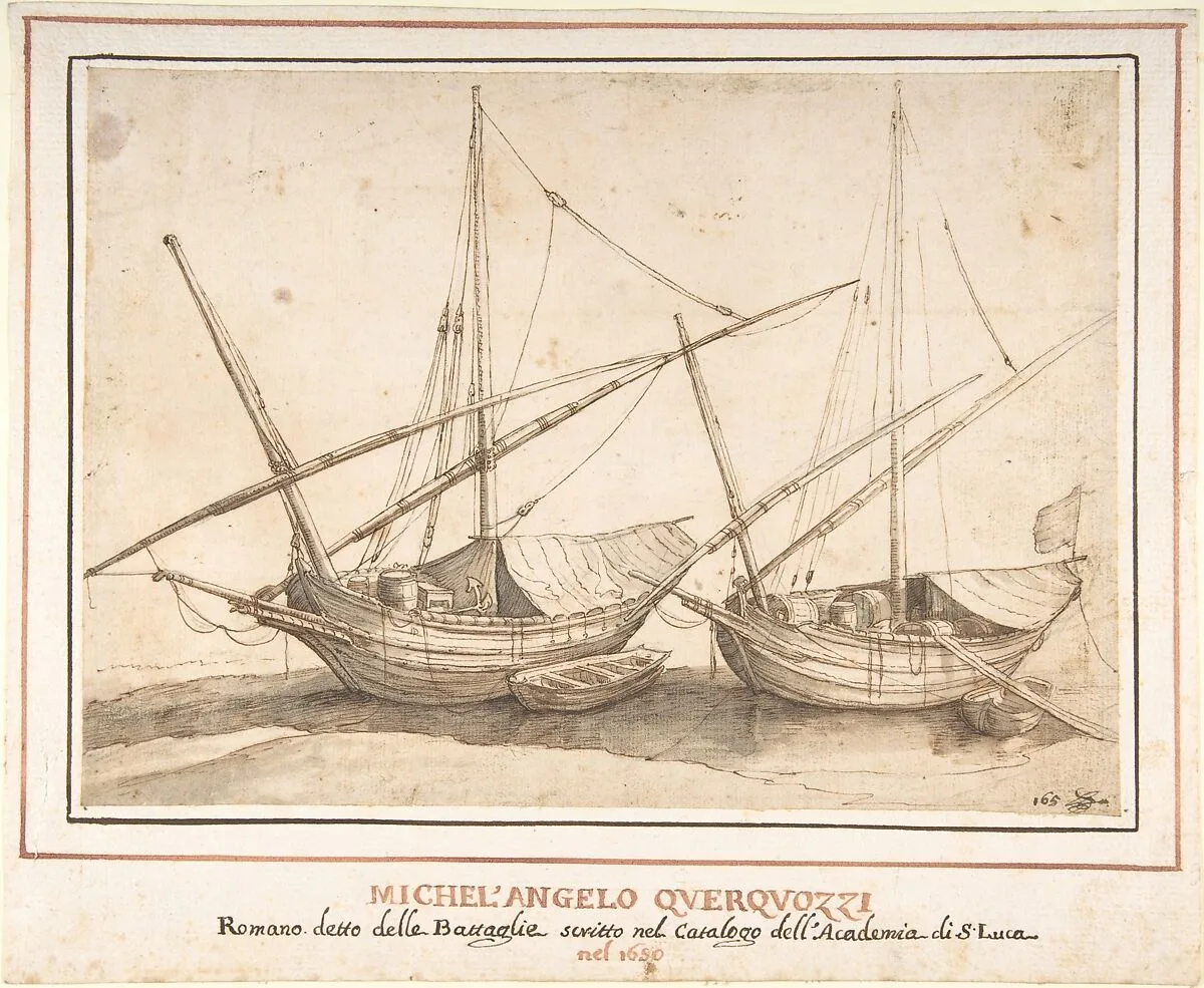 Four Boats — Michelangelo Cerquozzi (Michelangelo delle Battaglie)