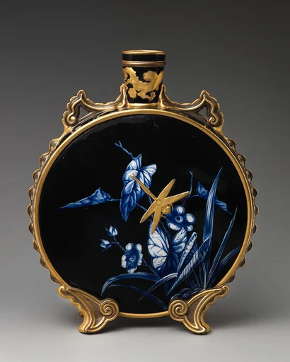 Moon flask with gold dragonfly motif