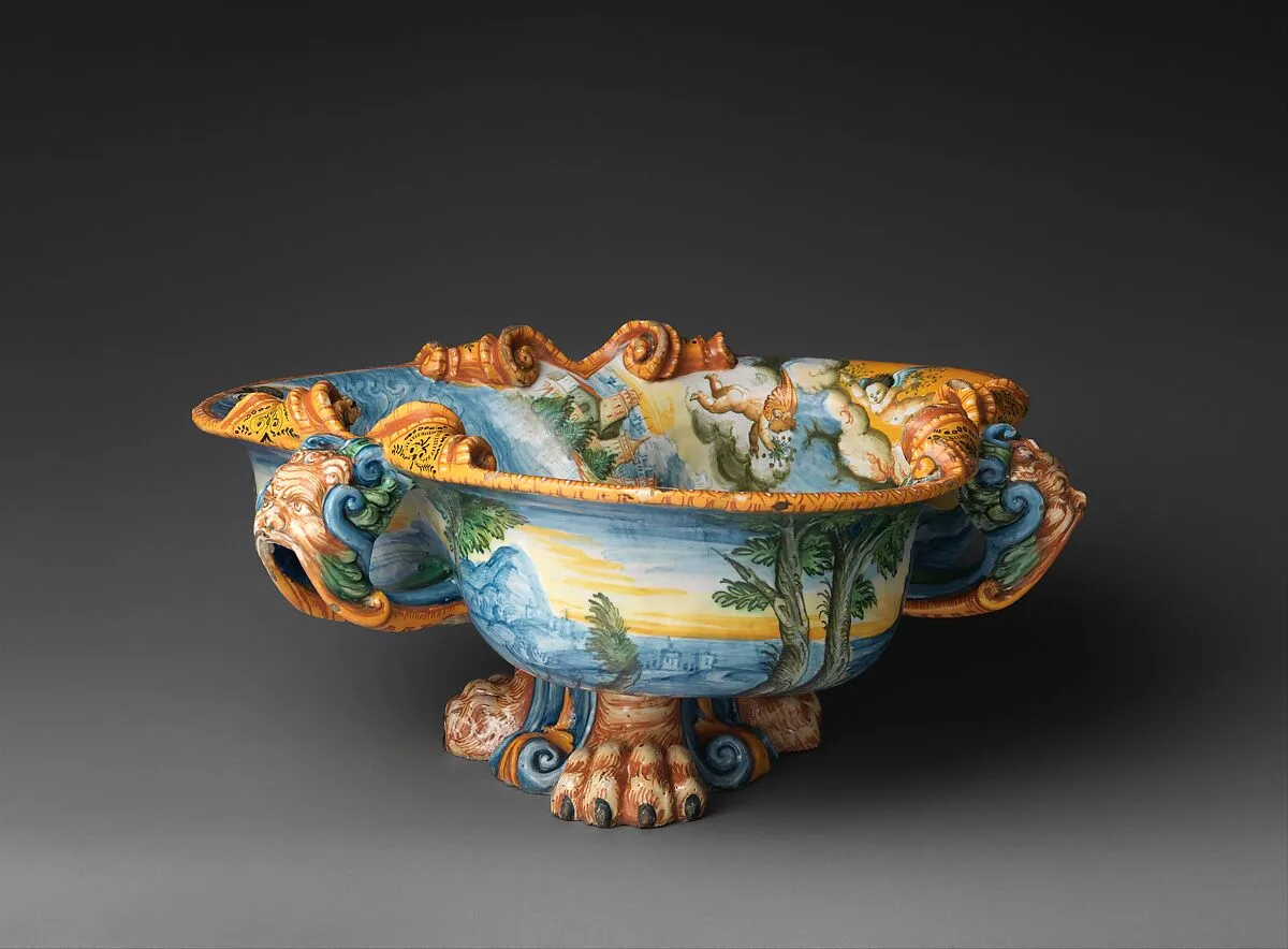 Wine cooler with A Marine Triumph of Bacchus — workshop of Guido Durantino