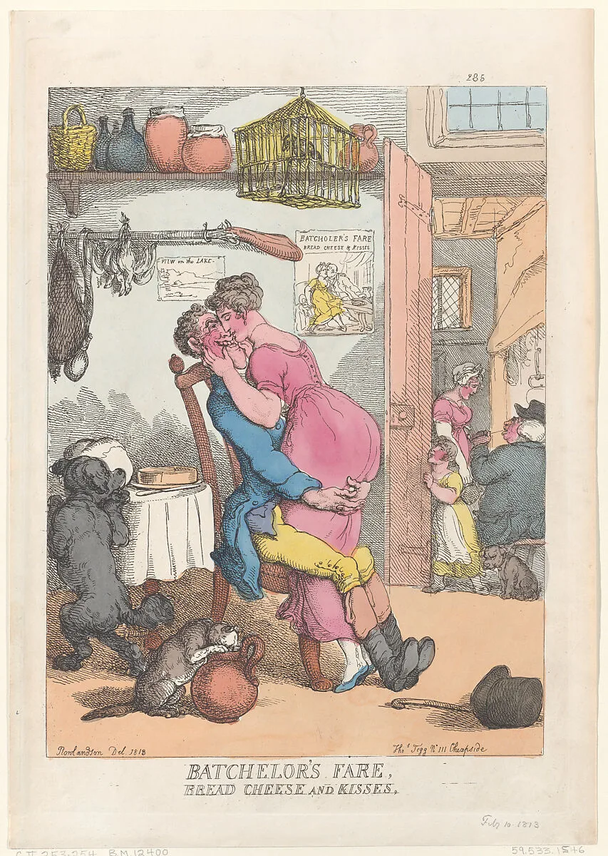 Bachelor's Fare, Bread, Cheese, and Kisses — Thomas Tegg|Thomas Rowlandson
