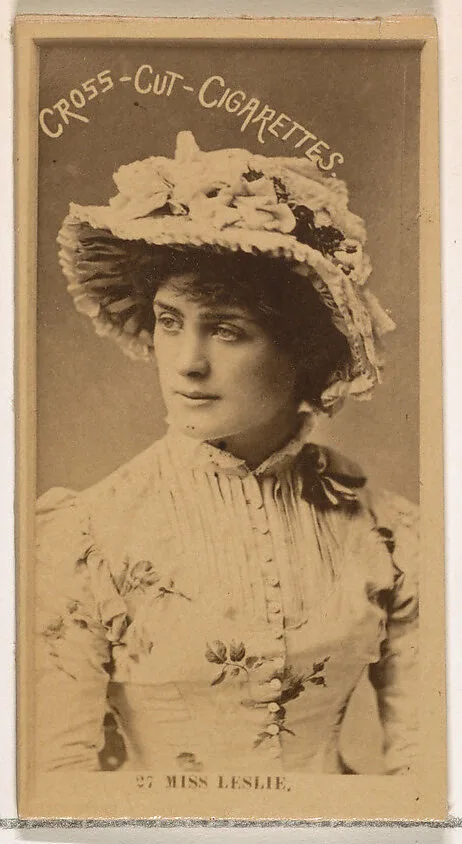 Card Number 27, Miss Leslie, from the Actors and Actresses series (N145-2) issued by Duke Sons & Co. to promote Cross Cut Cigarettes — W. Duke, Sons & Co.