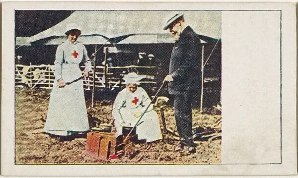 Card No. 46, Nurses Who Will Minister to the British Soldiers at the Front, from the World War I Scenes series (T121) issued by Sweet Caporal Cigarettes — American Tobacco Company|Underwood & Underwood