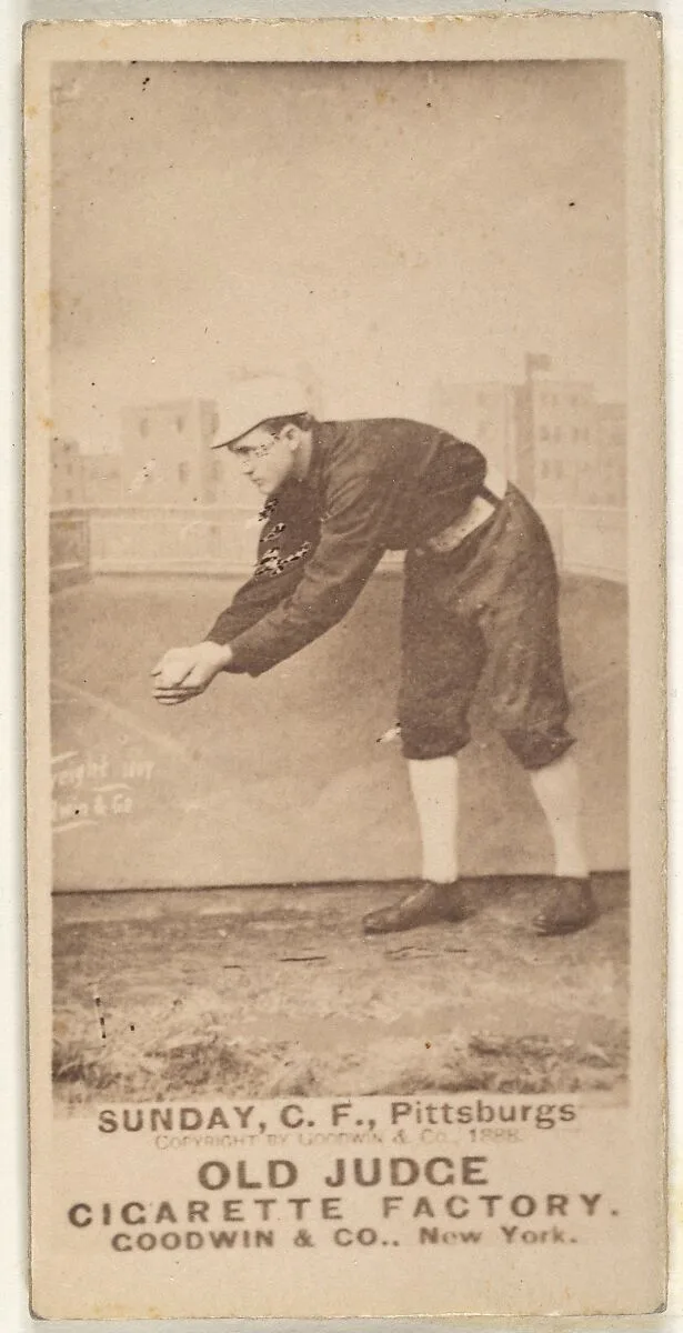 William Ashley "Billy" Sunday, Center Field, Pittsburgh, from the Old Judge series (N172) for Old Judge Cigarettes — Goodwin & Company