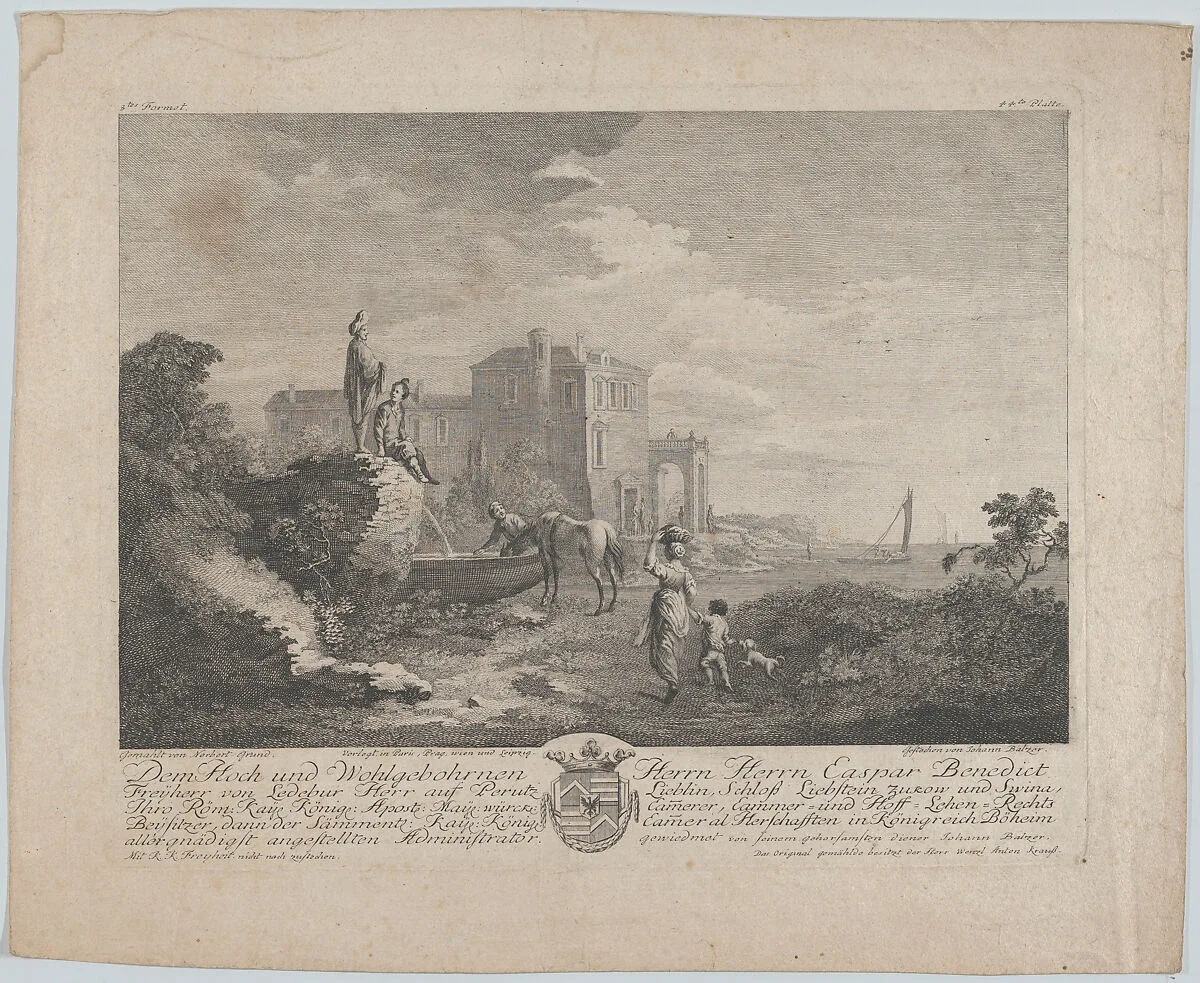 Landscape with a figures around a fountain — Norbert Grund|Johann Balzer