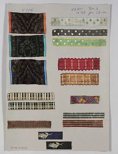 Sheet of ribbon samples — Unknown
