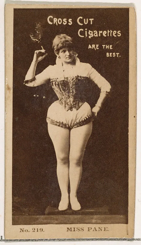Card Number 219, Miss Pane, from the Actors and Actresses series (N145-2) issued by Duke Sons & Co. to promote Cross Cut Cigarettes — W. Duke, Sons & Co.