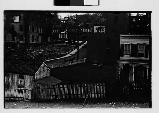 [Two 35mm Film Frames: Houses on Sloping Street, Ossining, New York]