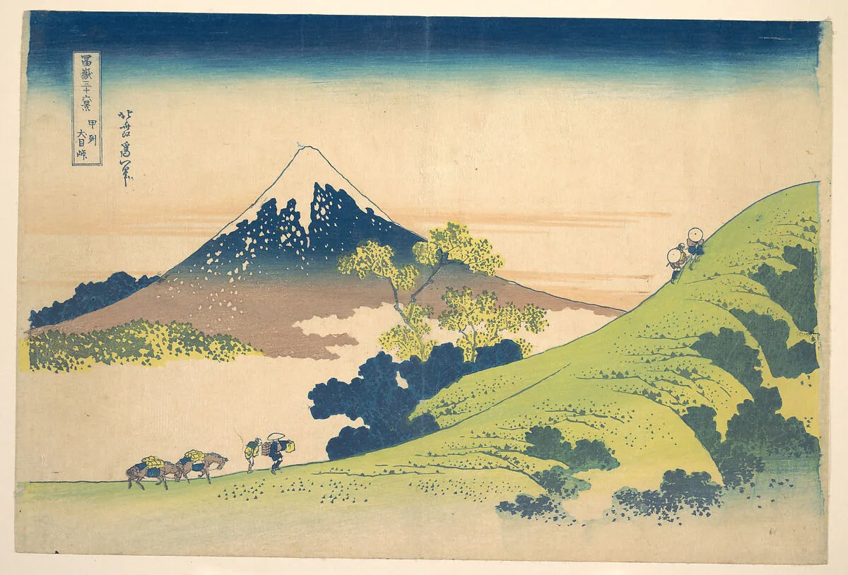 冨嶽三十六景 甲州犬目峠|The Inume Pass in Kai Province (Kōshū Inume tōge), from the series Thirty-six Views of Mount Fuji (Fugaku sanjūrokkei) — Katsushika Hokusai