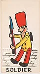 Soldier, bakery insert card from the Pinocchio Circus Performers series (D64) — Walt Disney Productions