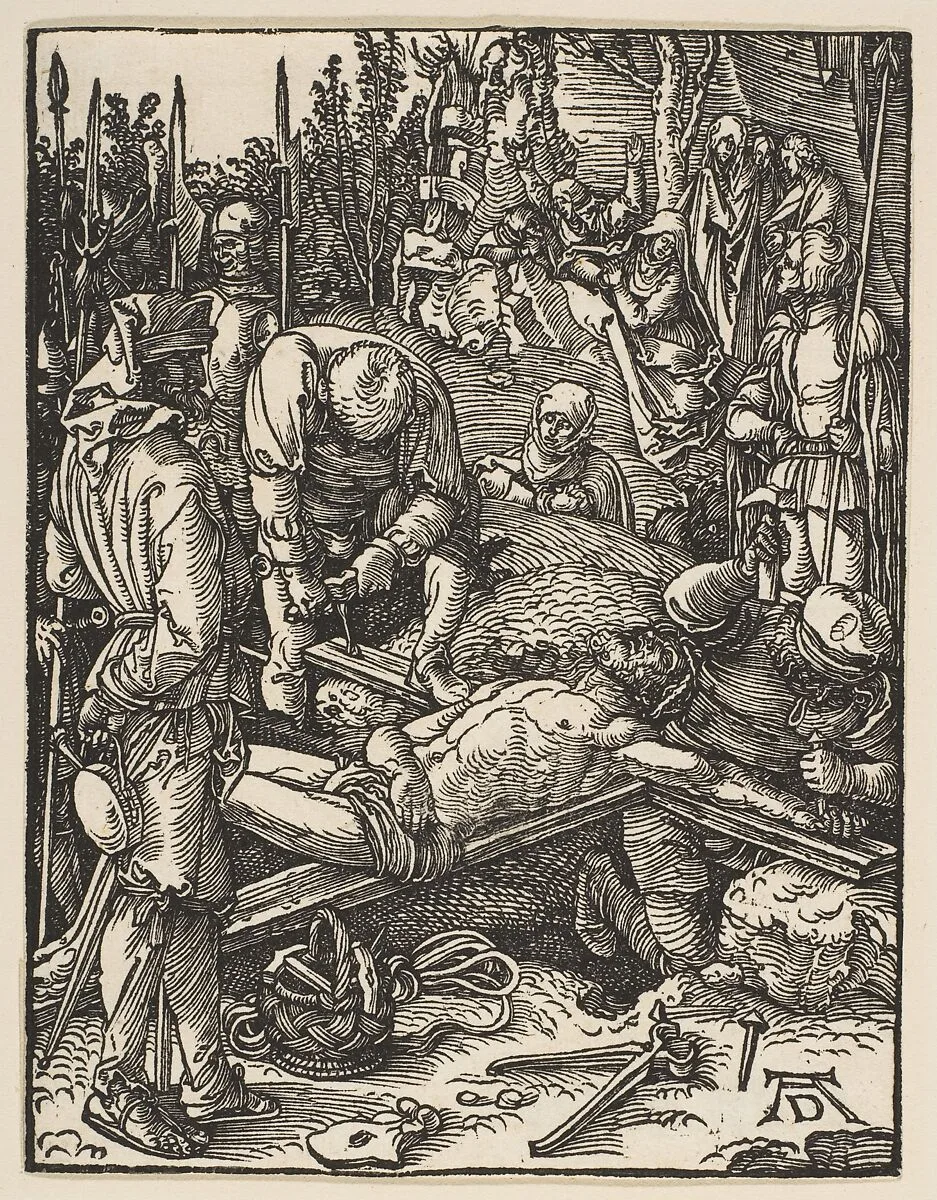 Christ Nailed to the Cross, from "The Small Passion" — Albrecht Dürer