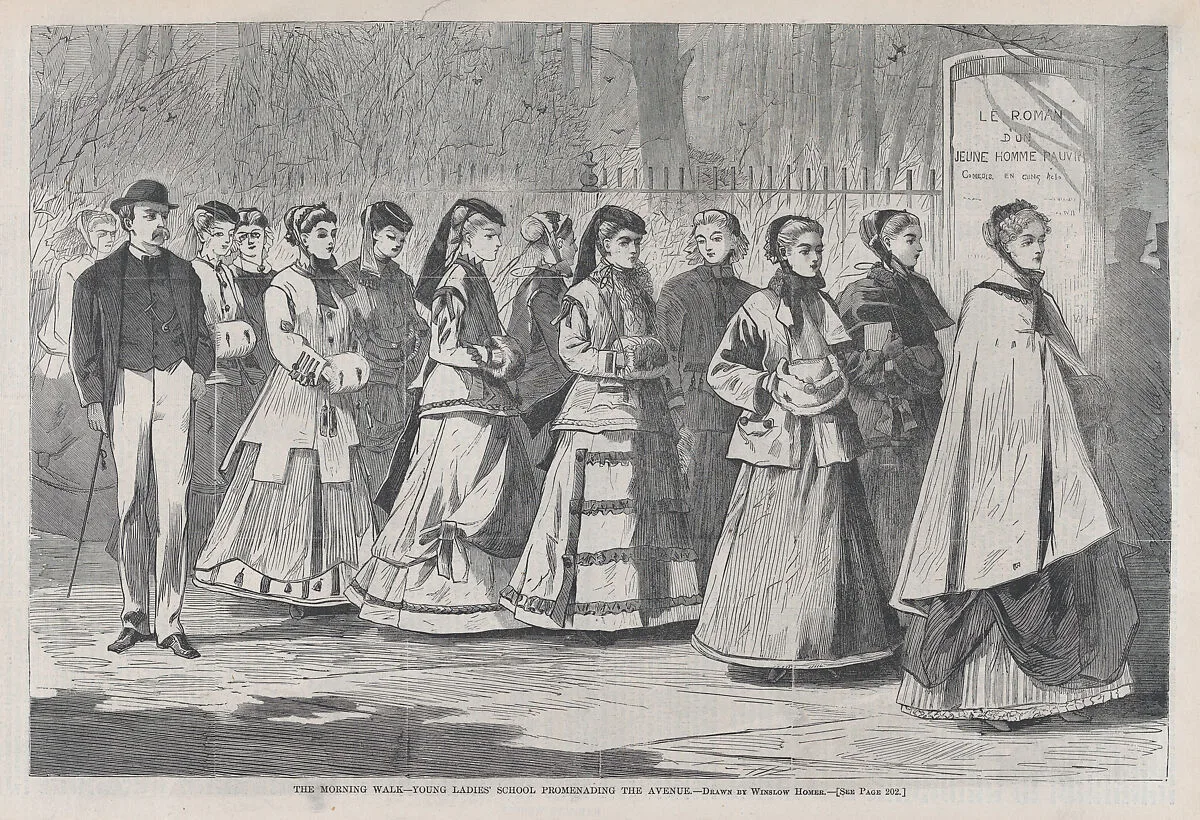 The Morning Walk – The Young Ladies' School Promenading the Avenue (from "Harper's Weekly," Vol. XII) — Winslow Homer|Harper's Weekly|Harper & Brothers