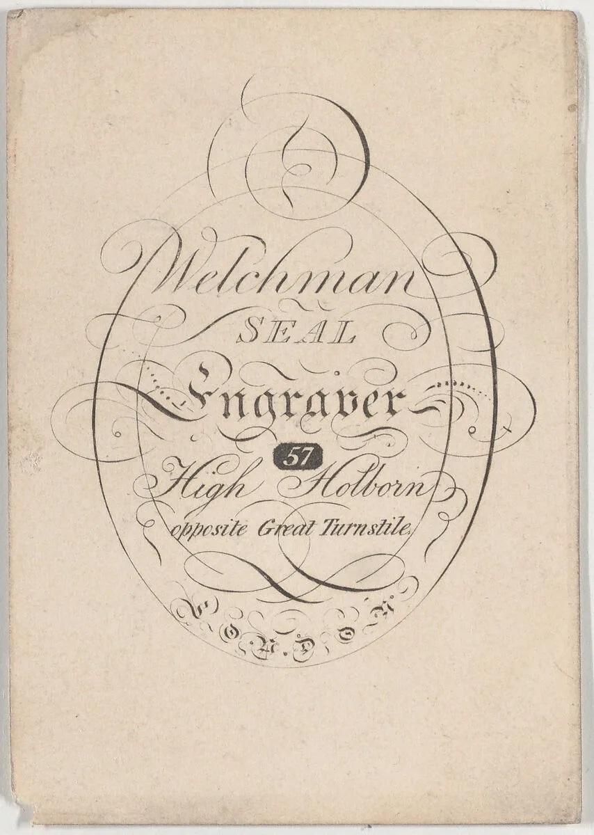Trade Card for Welchman, seal engraver — Anonymous, British, early 19th century