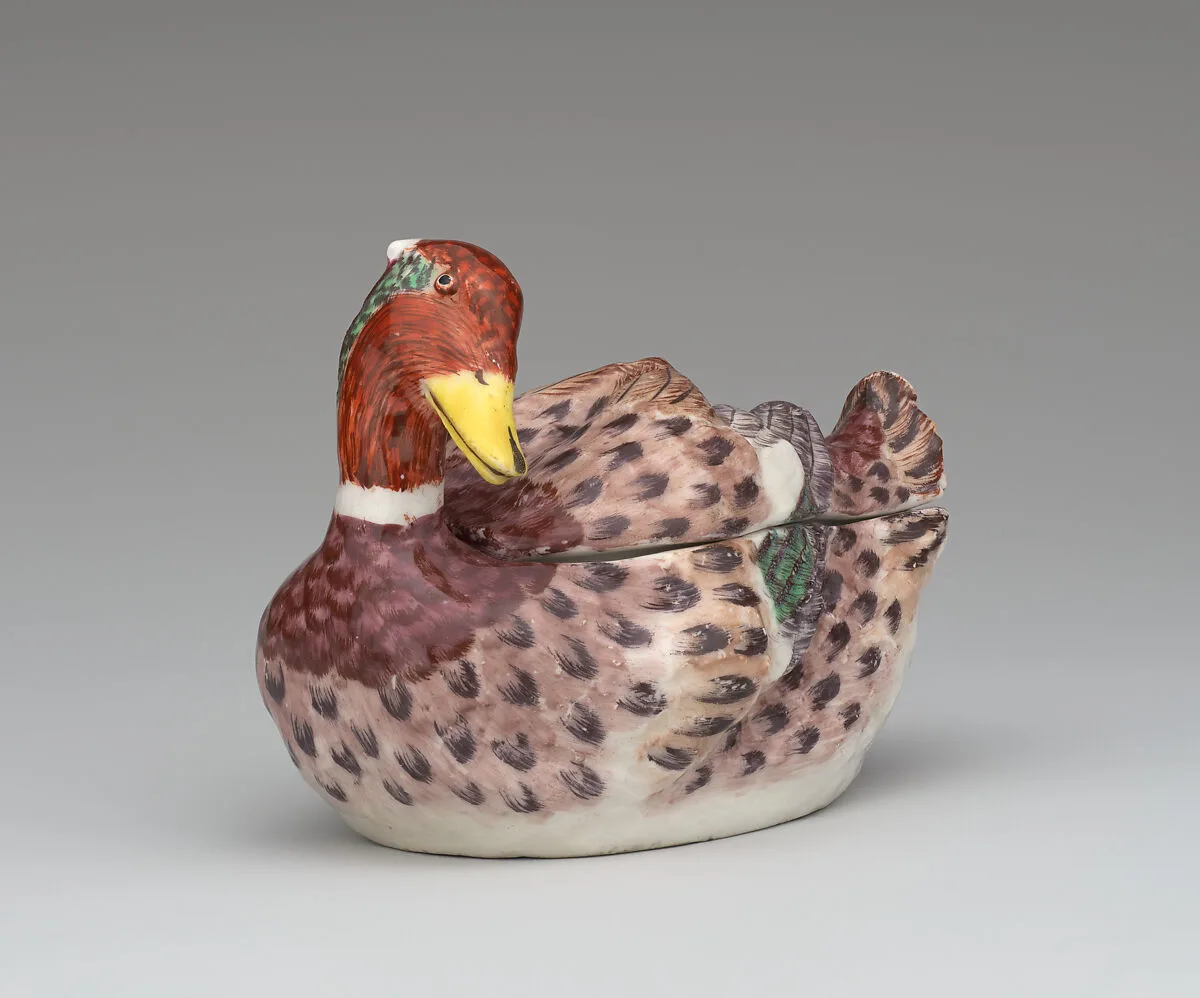 Miniature tureen in the form of a duck (one of a pair) — Bow Porcelain Factory