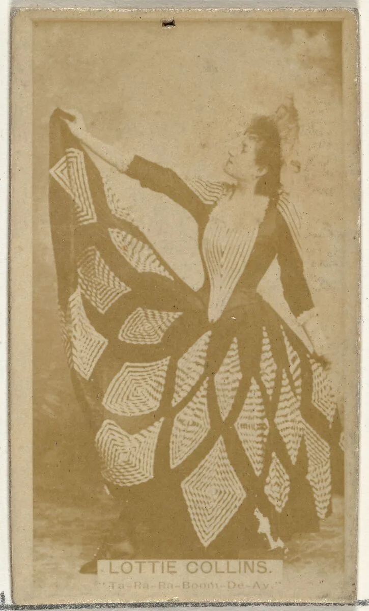 Lottie Collins, Ta-Ra-Ra-Boom-De-Ay, from the Actors and Actresses series (N145-8) issued by Duke Sons & Co. to promote Duke Cigarettes — American Tobacco Company|W. Duke, Sons & Co.