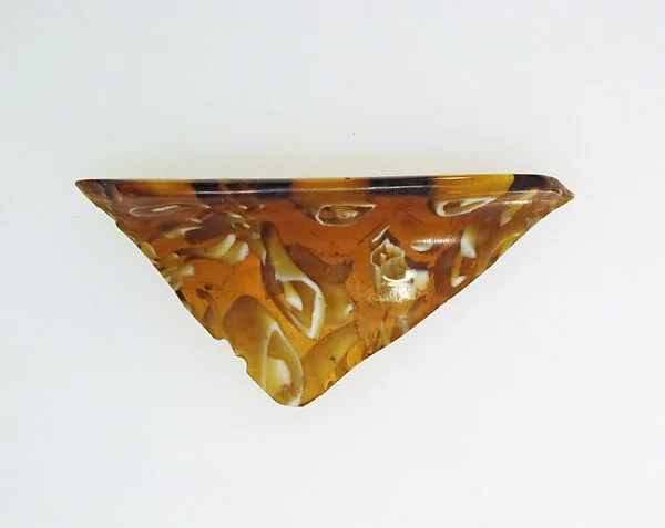 Glass mosaic ribbed bowl rim fragment — Unknown