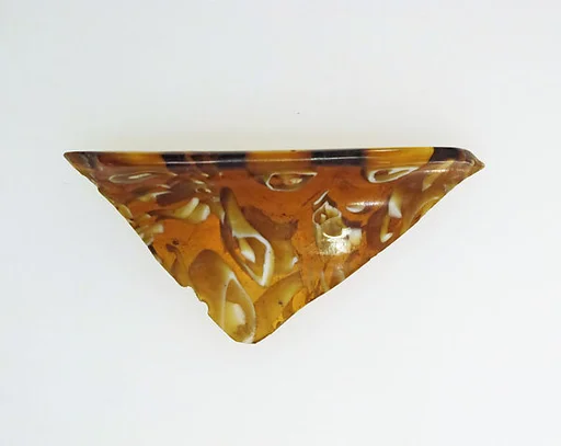 Glass mosaic ribbed bowl rim fragment
