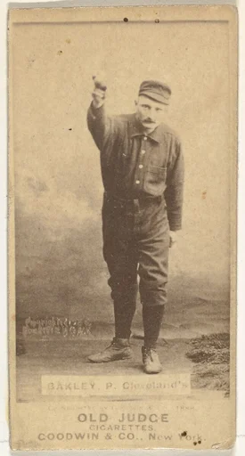 Edward Enoch "Jersey" Bakely, Pitcher, Cleveland, from the Old Judge series (N172) for Old Judge Cigarettes