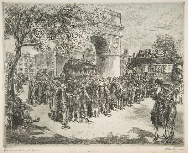 Busses in Washington Square — John Sloan
