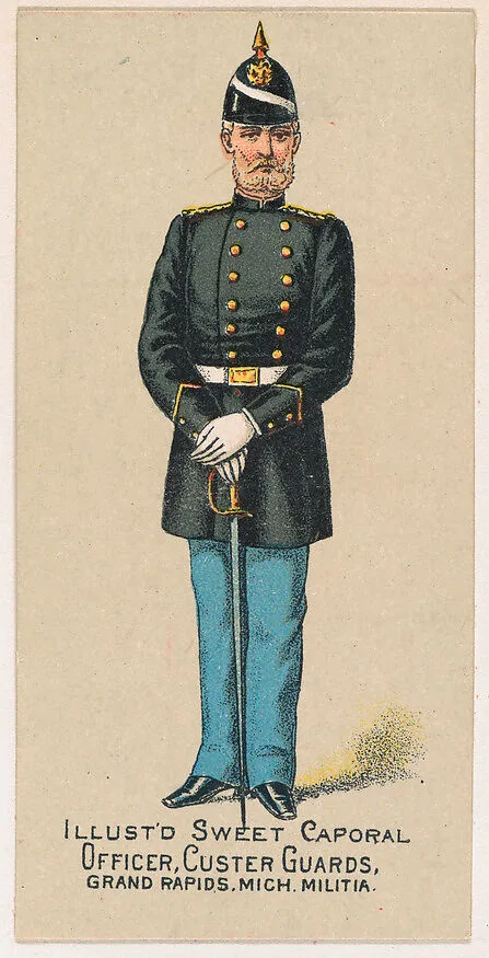 Officer, Custer Guards, Grand Rapids, Michigan Militia, from the Military Series (N224) issued by Kinney Tobacco Company to promote Sweet Caporal Cigarettes — Kinney Brothers Tobacco Company