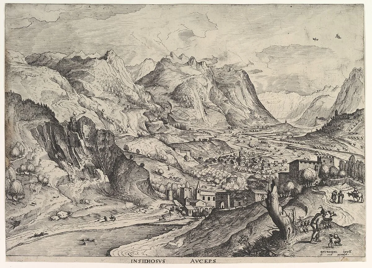 The Crafty Bird-Catcher (Insidiosus auceps) from The Large Landscapes — Pieter Bruegel the Elder|Johannes van Doetecum I|Lucas van Doetecum|Hieronymus Cock