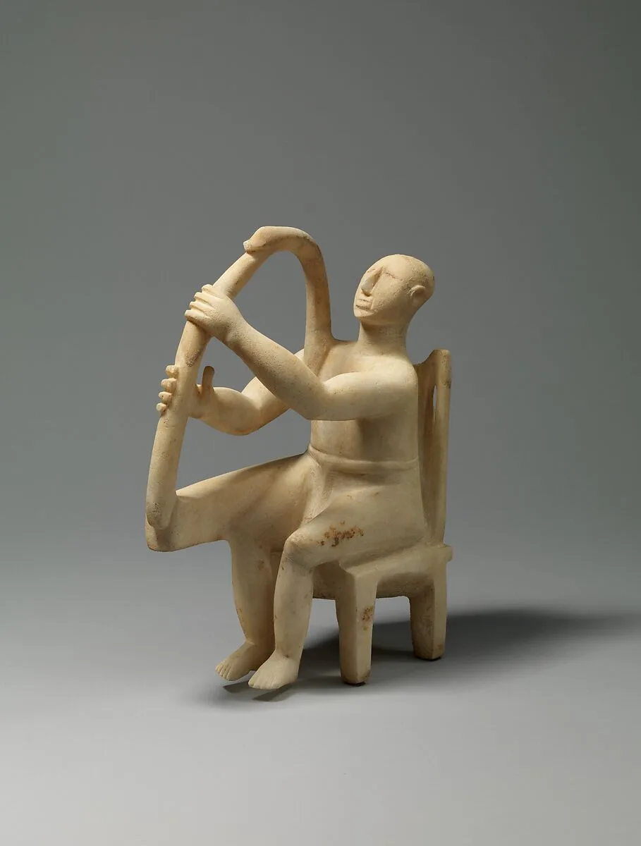 Marble seated harp player — Unknown
