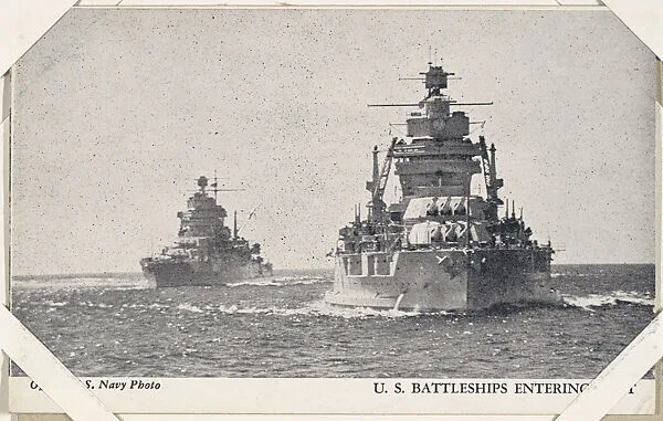 U.S.S. Battleships entering port from Military--Official Photos cards (W615) — Unknown
