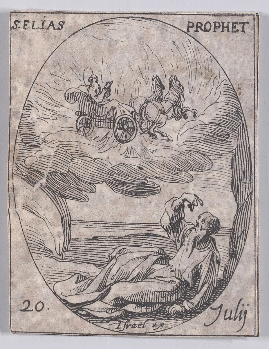 S. Elie, prophète (St. Elias, Prophet), July 20th, from "Les Images De Tous Les Saincts et Saintes de L'Année" (Images of All of the Saints and Religious Events of the Year) — Jacques Callot|Israël Henriet