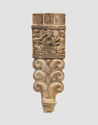 Handle of a flywhisk or fan