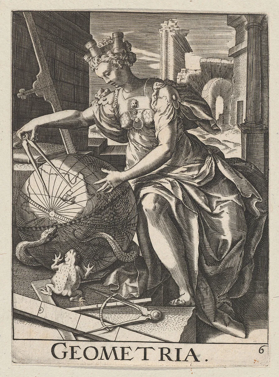 Plate 6: Geometria, from The Seven Liberal Arts — Maerten de Vos|Johann Sadeler I|Paulus Fürst