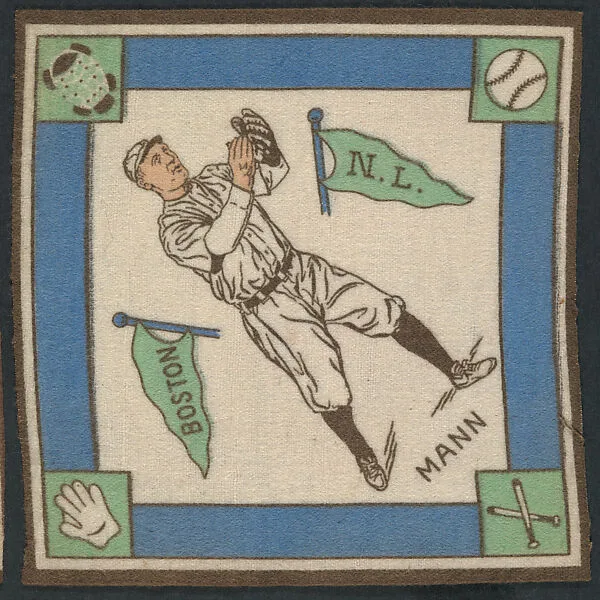 Les Mann, Boston, National League from Baseball Players Felt Blanket series (B18) — Unknown