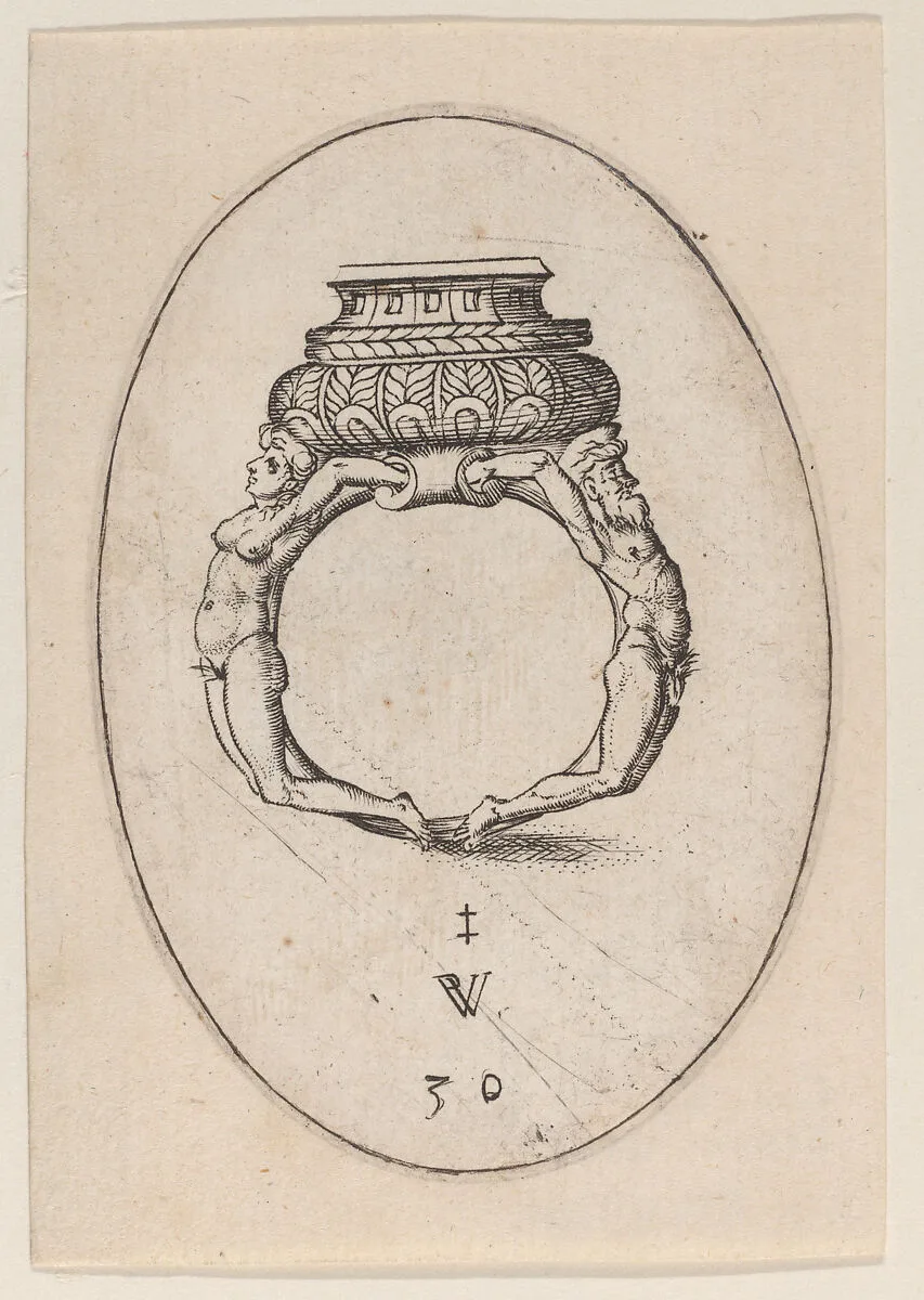 Design for a Ring, Plate 30 from 'Livre d'Aneaux d'Orfevrerie' — Pierre Woeiriot de Bouzey II
