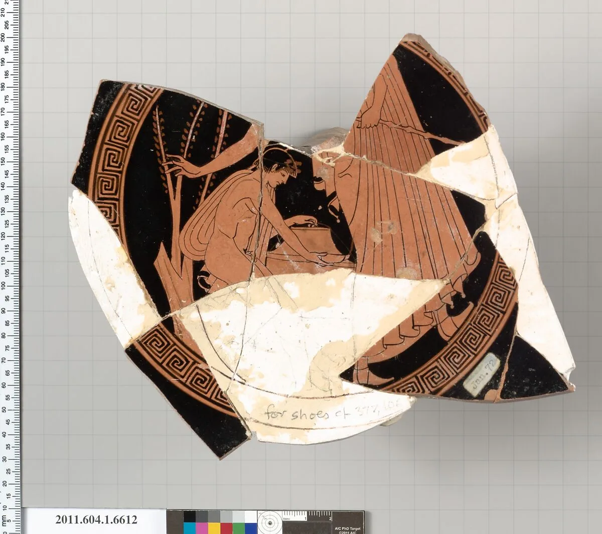 Terracotta fragment of a kylix (drinking cup) — Brygos Painter