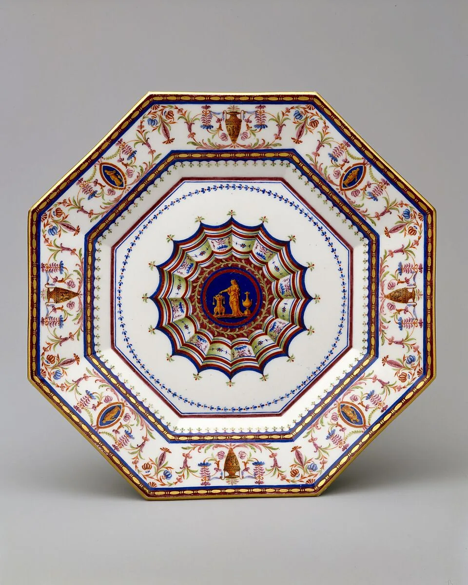 Plate (assiette octogone or assiette platte) from the "Service Arabesque" — Sèvres Manufactory|Louis Le Masson|Jean Armand Fallot