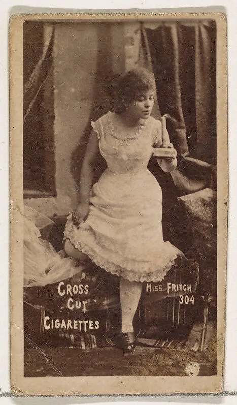 Card Number 304, Miss Fritch, from the Actors and Actresses series (N145-1) issued by Duke Sons & Co. to promote Cross Cut Cigarettes — W. Duke, Sons & Co.