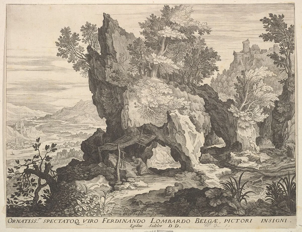 Rocky Landscape with St. Jerome — Aegidius Sadeler II|Jan Brueghel the Elder|Aegidius Sadeler II