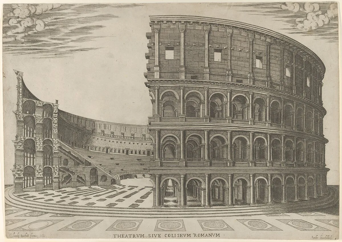 Section and elevation of the Colosseum in Rome — Giovanni Ambrogio Brambilla|Claudio Duchetti