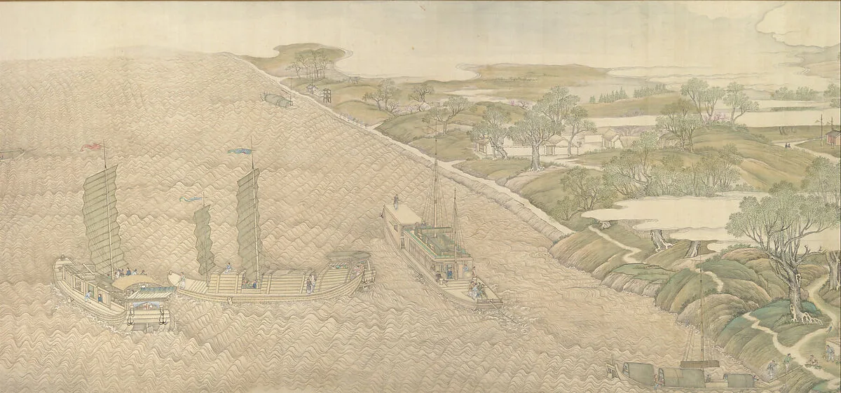 清 徐揚等 乾隆南巡圖, 第四卷﹕黃淮交流|The Qianlong Emperor's Southern Inspection Tour, Scroll Four: The Confluence of the Huai and Yellow Rivers (Qianlong nanxun, juan si: Huang Huai jiaoliu) — Xu Yang