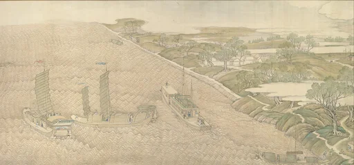清 徐揚等 乾隆南巡圖, 第四卷﹕黃淮交流|The Qianlong Emperor's Southern Inspection Tour, Scroll Four: The Confluence of the Huai and Yellow Rivers (Qianlong nanxun, juan si: Huang Huai jiaoliu)