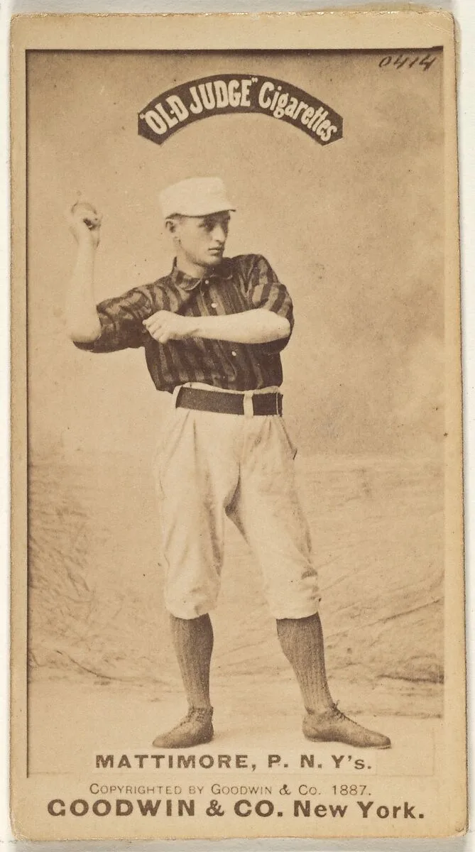 Michael "Mike" Joseph Mattimore, Pitcher, New York, from the Old Judge series (N172) for Old Judge Cigarettes — Goodwin & Company