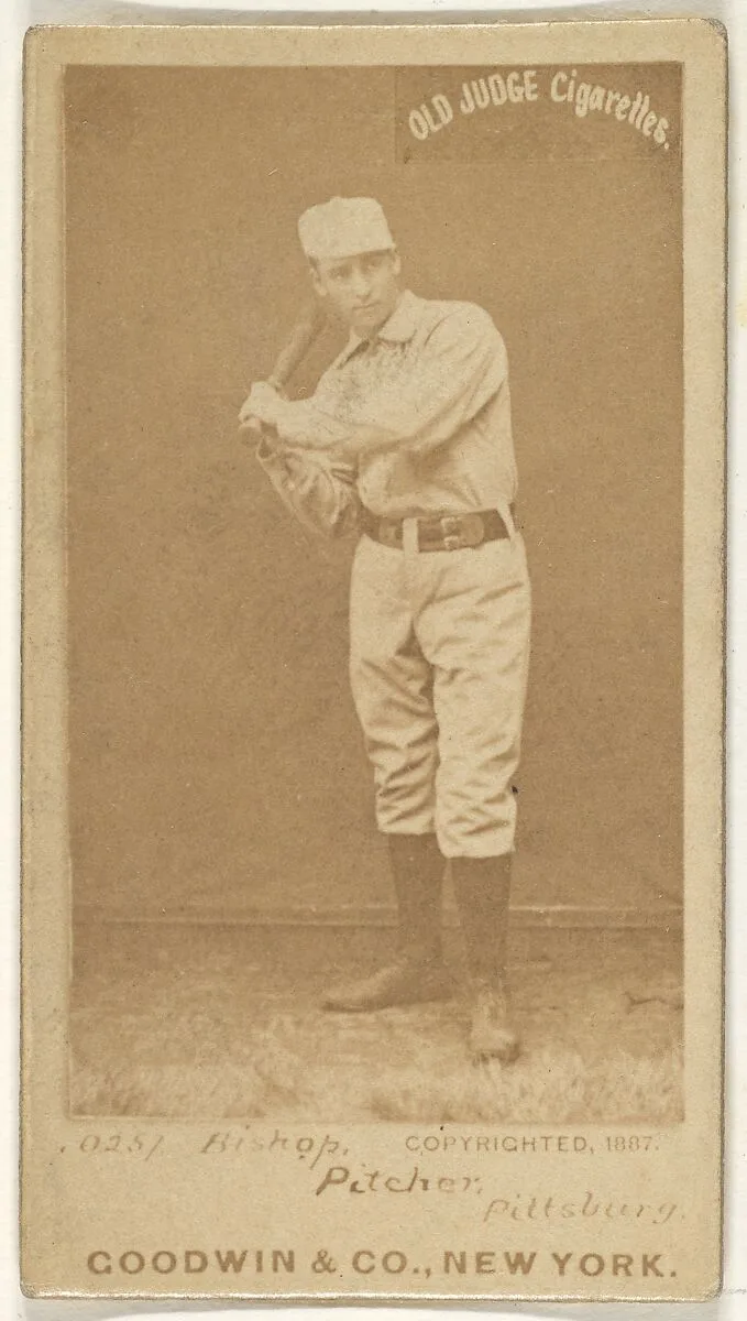William "Bill" Robinson Bishop, Pitcher, Pittsburgh, from the Old Judge series (N172) for Old Judge Cigarettes — Goodwin & Company